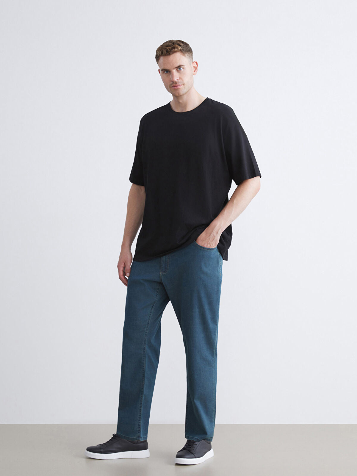 Large Size 779 Regular Fit Men's Green Jeans Pants