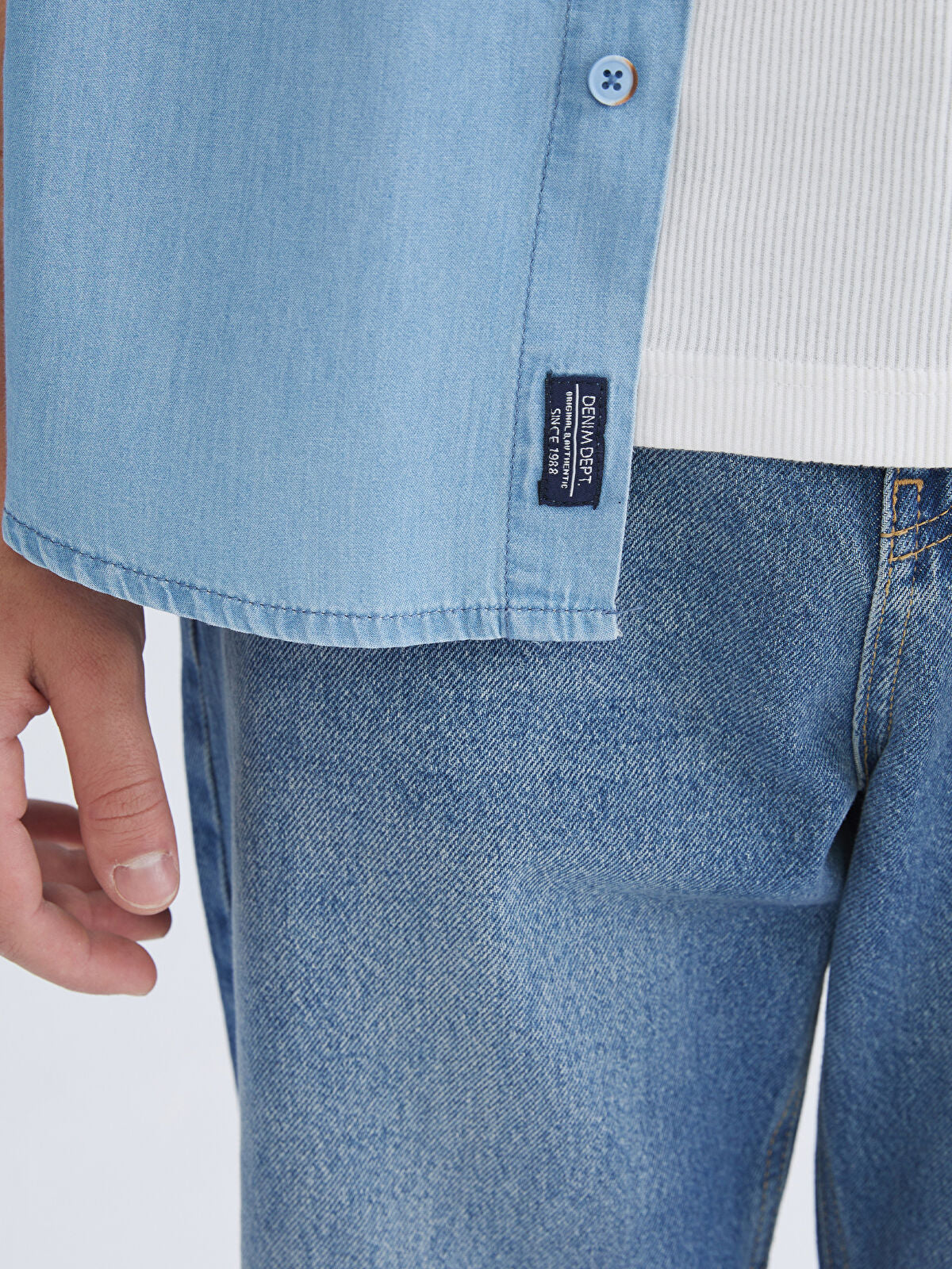 Regular Fit Short Sleeve Men's Denim Shirt