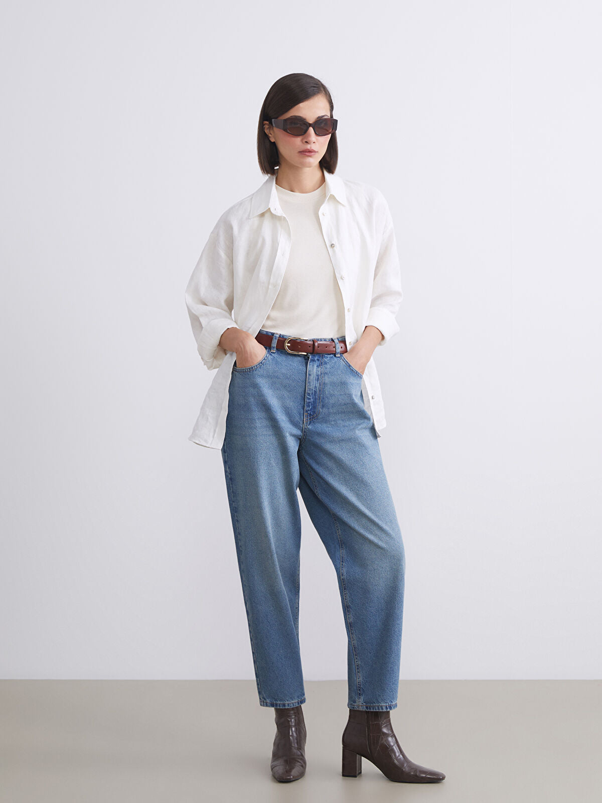Barrel Fit Women's Denim Pantalon