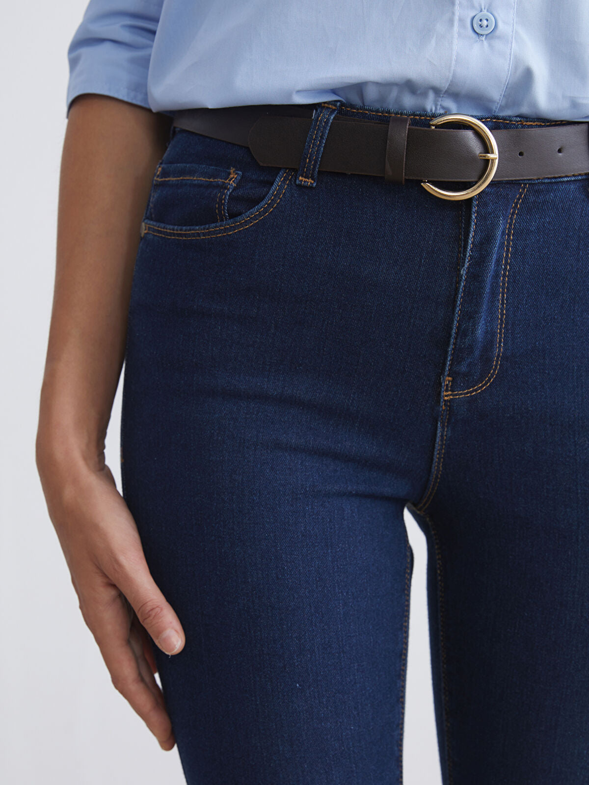 Mercury Belted Skinny Fit Women's Jeans Pants