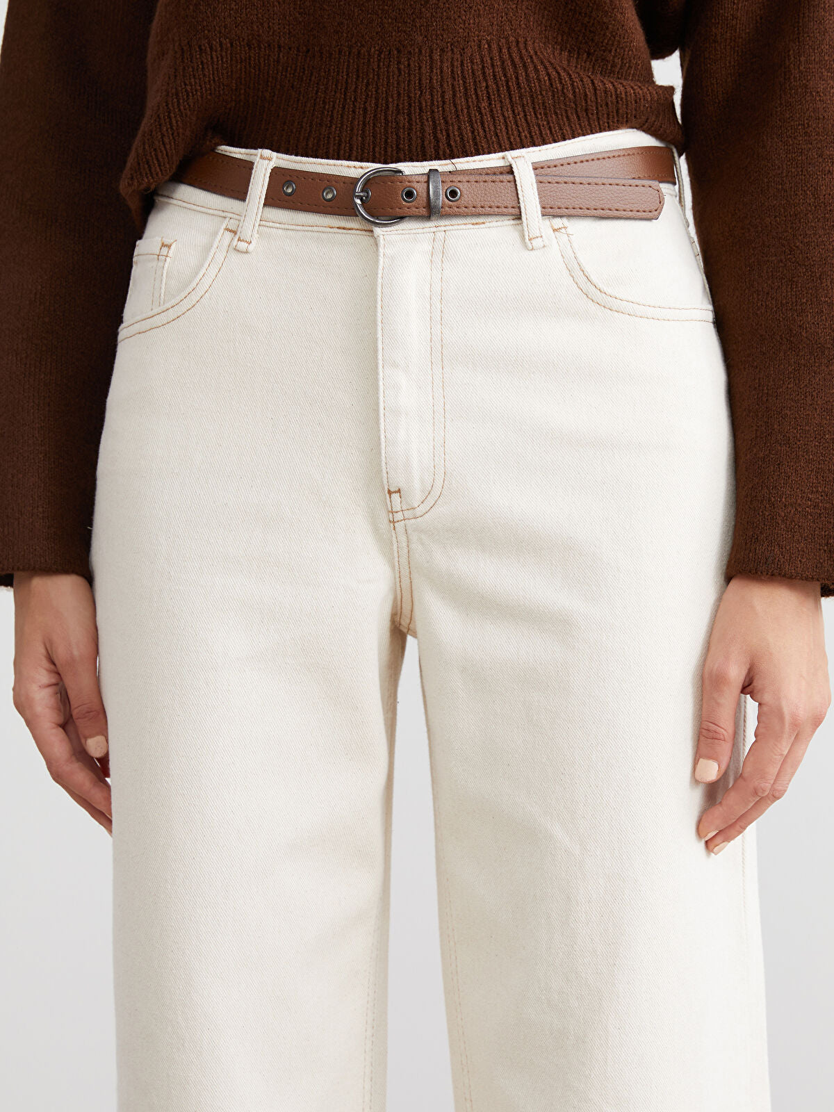 Women’s Belted Wide Leg Jean Pants
