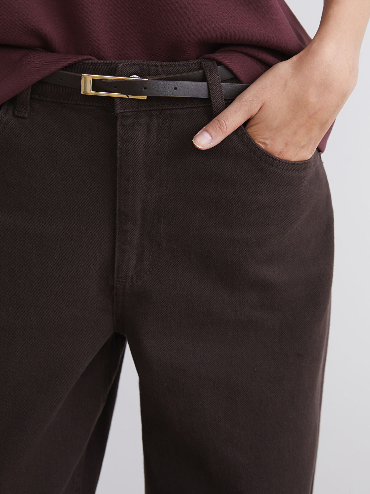 Women’s Belted Wide Leg Jean Pants