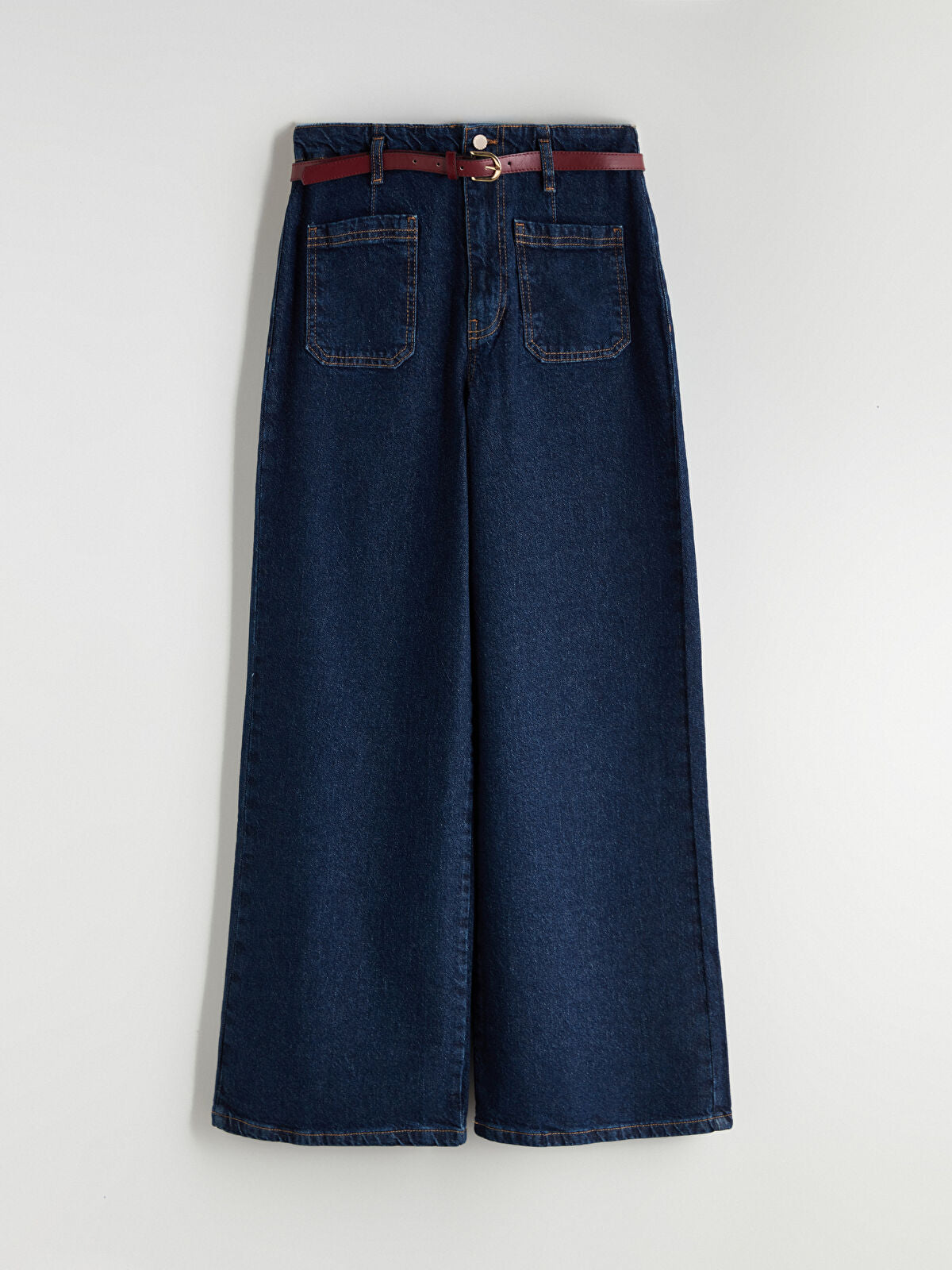 Women’s Belted Wide Leg Jean Pants