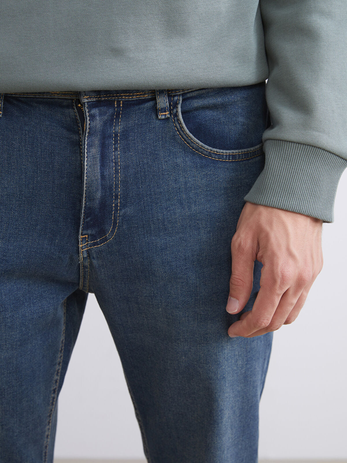 730 Mandarin Collar Men's Jeans Pants
