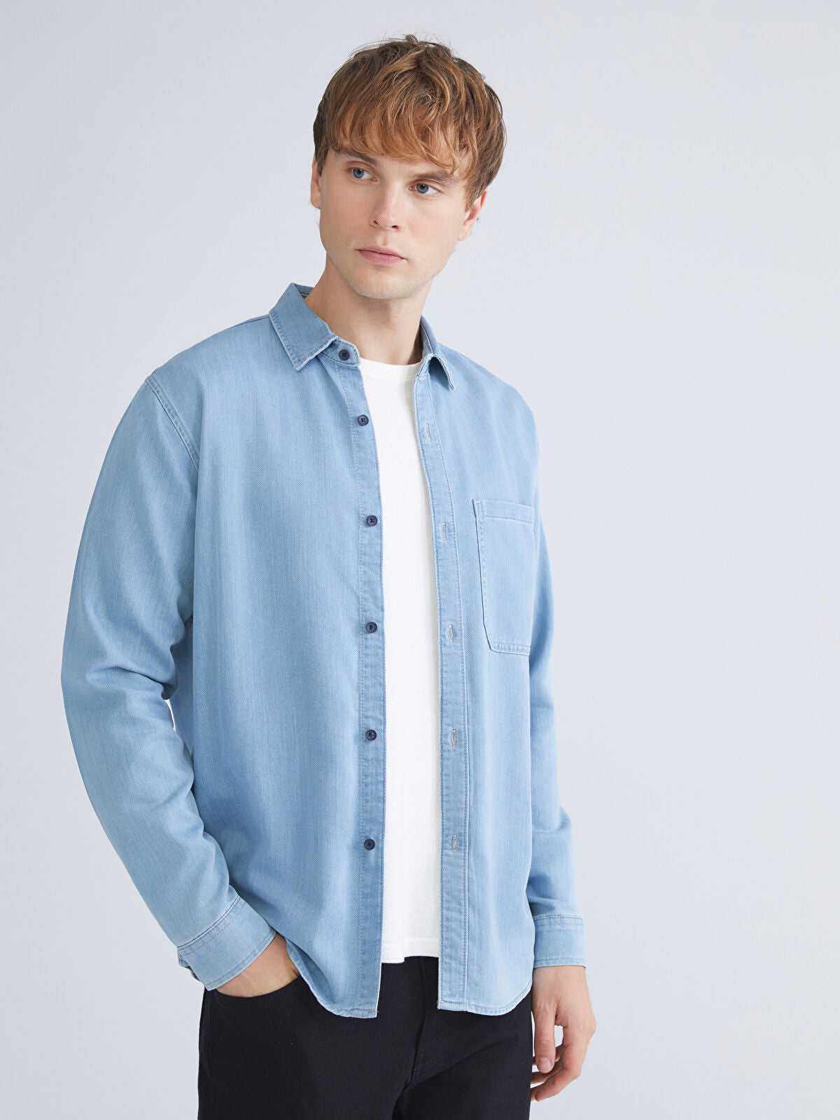 Regular Fit Long Sleeve Men's Jeans T-shirt
