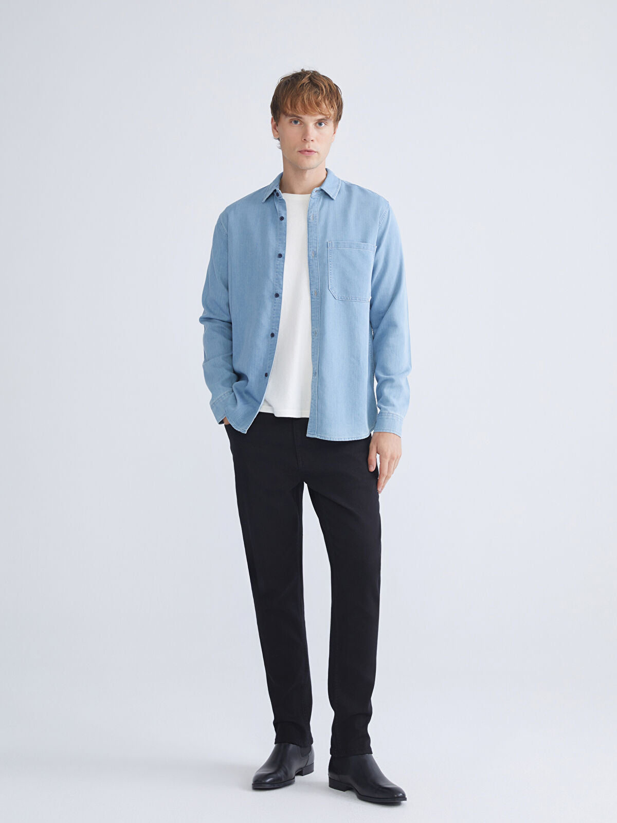 Regular Fit Long Sleeve Men's Jeans T-shirt