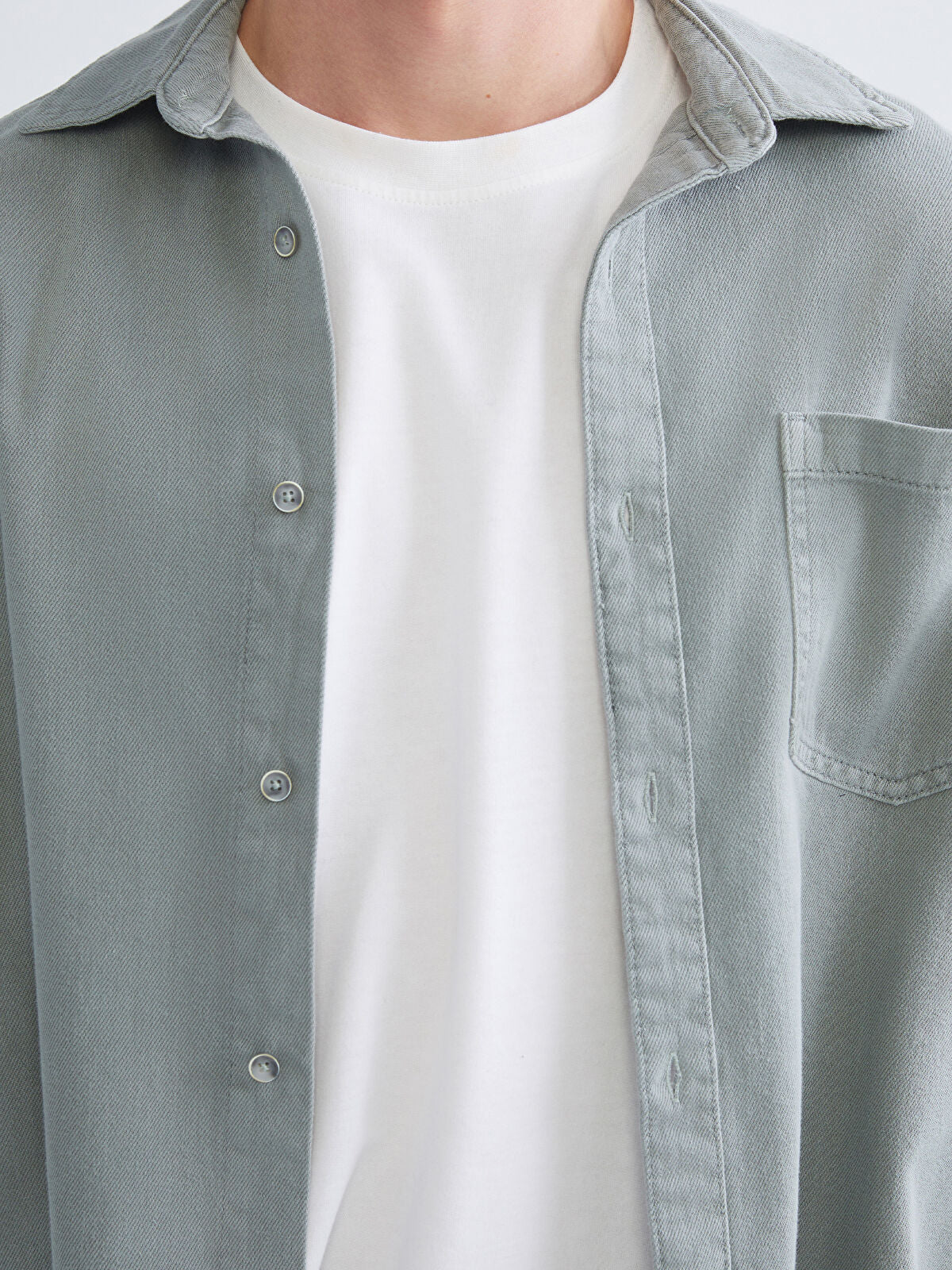 Regular Fit Long Sleeve Men's Jean Shirt