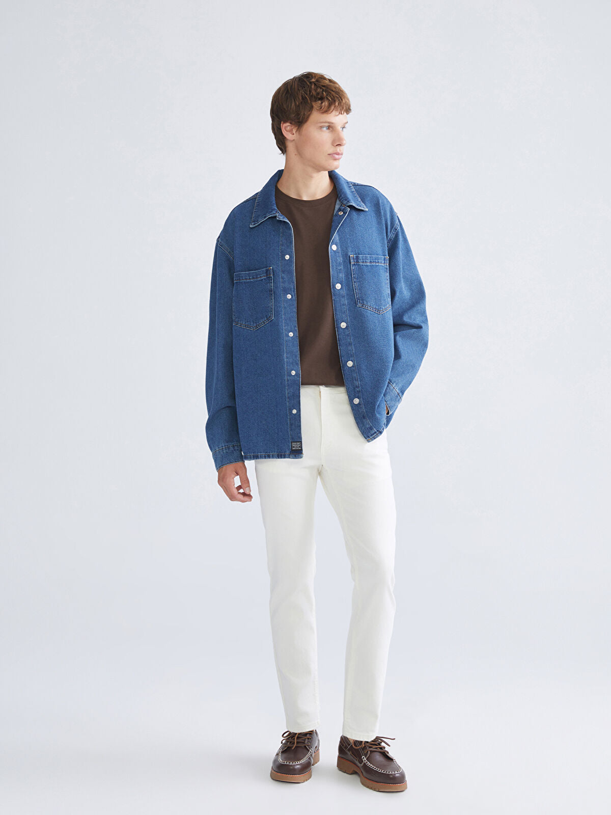 Comfortable Long-Sleeve Men's Jean Dress Shirt