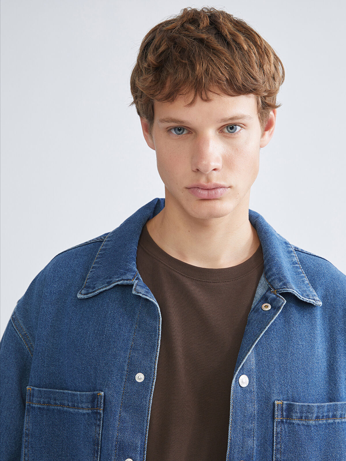Comfortable Long-Sleeve Men's Jean Dress Shirt