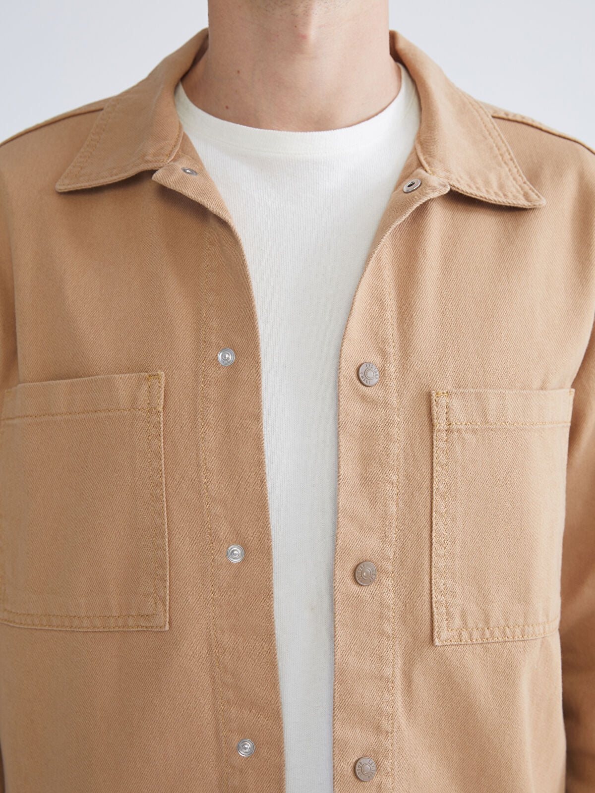 Comfortable Long-Sleeve Men's Jean Dress Shirt