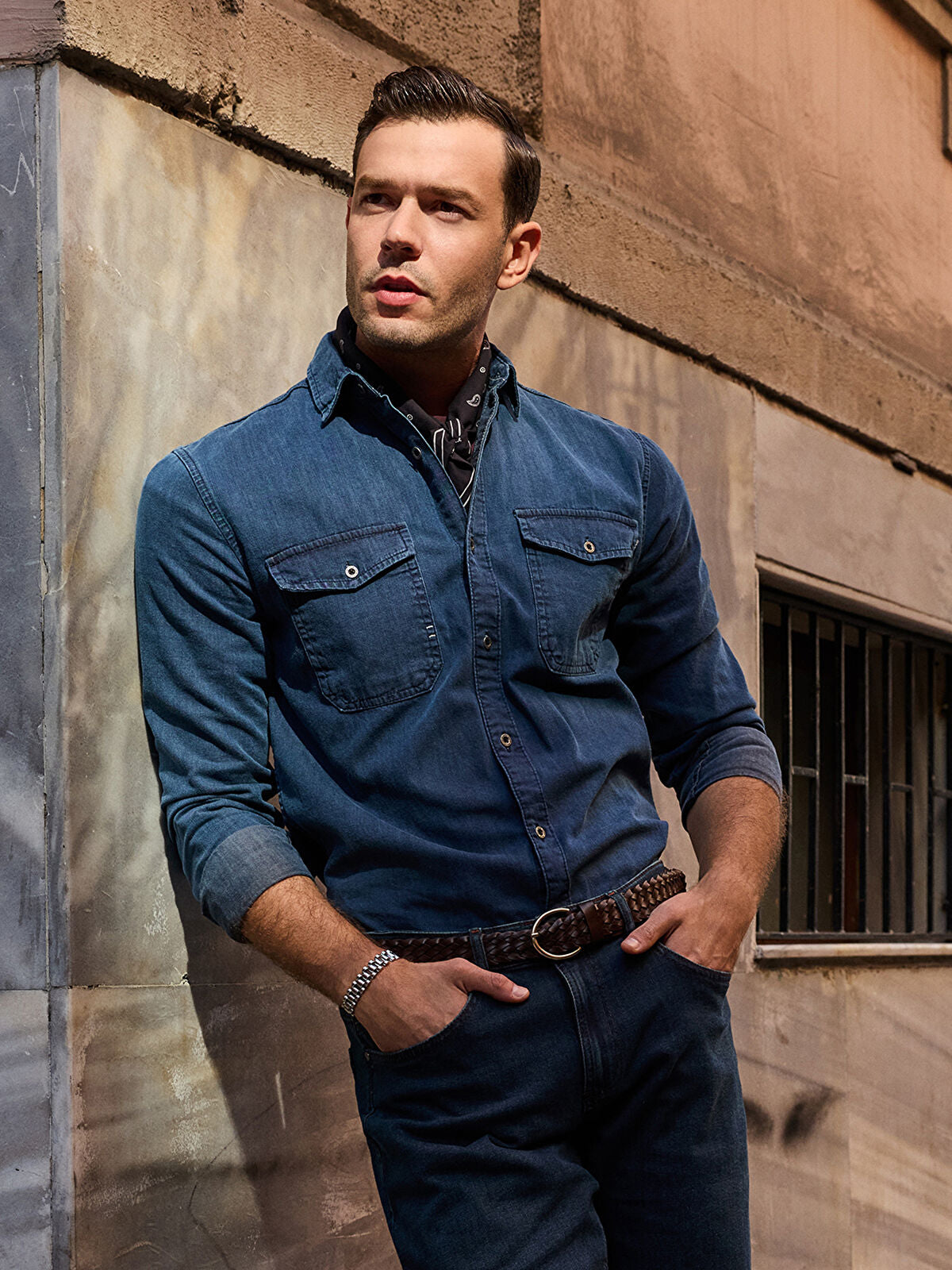 Regular Fit Long Sleeve Men's Jeans T-shirt