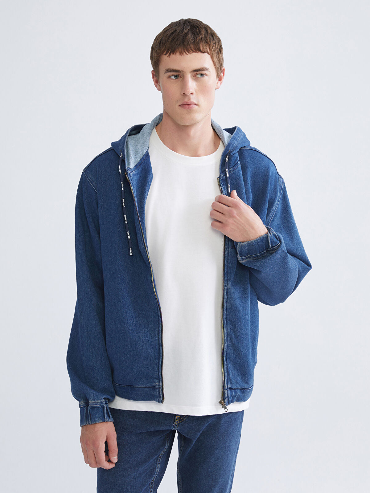 Comfort Fit Hooded Men's Jean Jacket