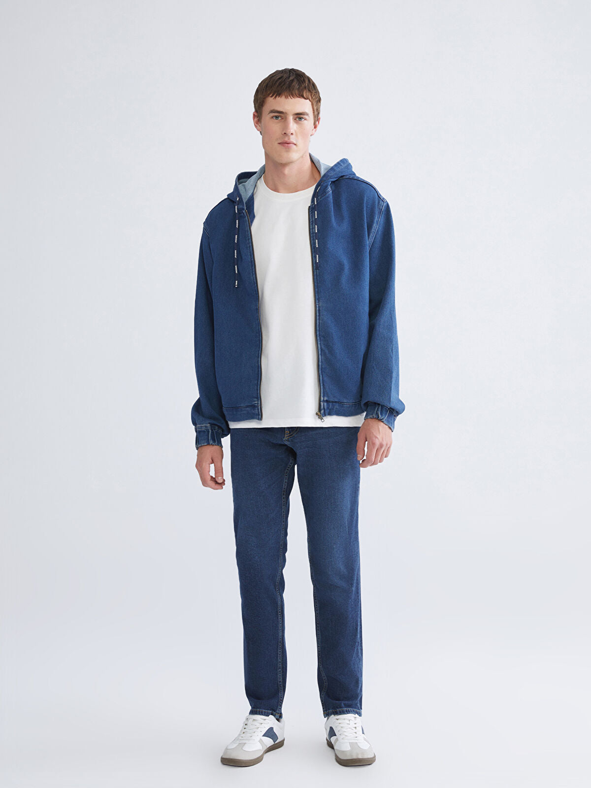 Comfort Fit Hooded Men's Jean Jacket