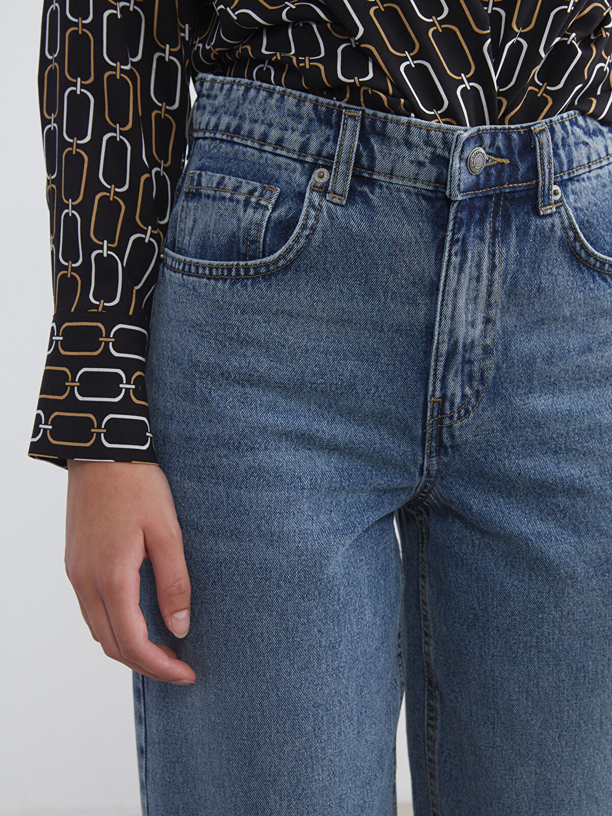 Barrel Fit Women's Denim Pantalon