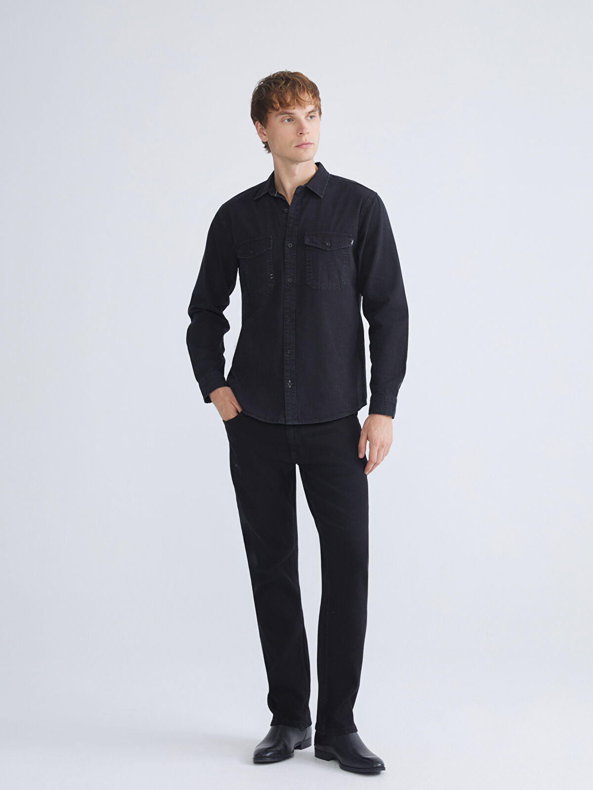 Regular Fit Long Sleeve Men's Jeans T-shirt