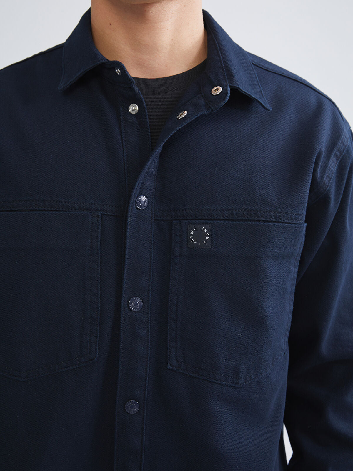 Comfortable Long-Sleeve Men's Jean Dress Shirt