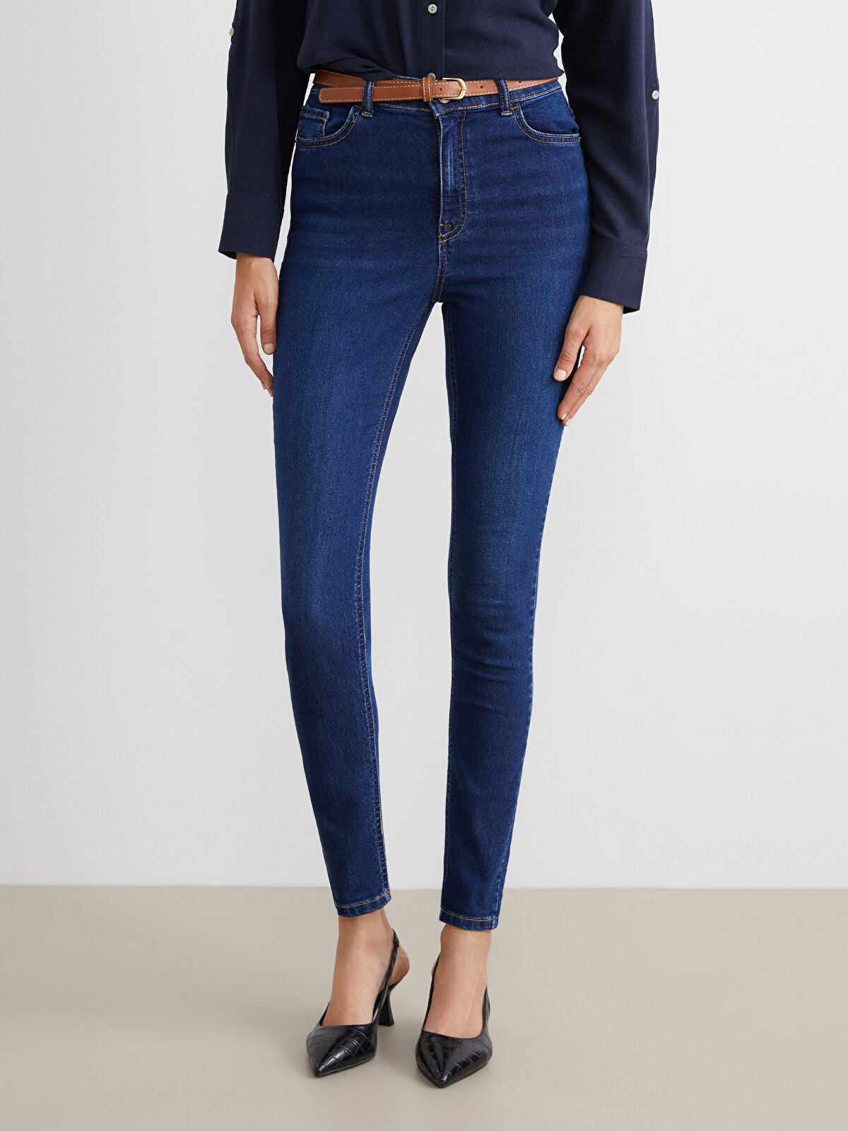 Waist Belted Jupiter Super Skinny Fit Jeans Pants