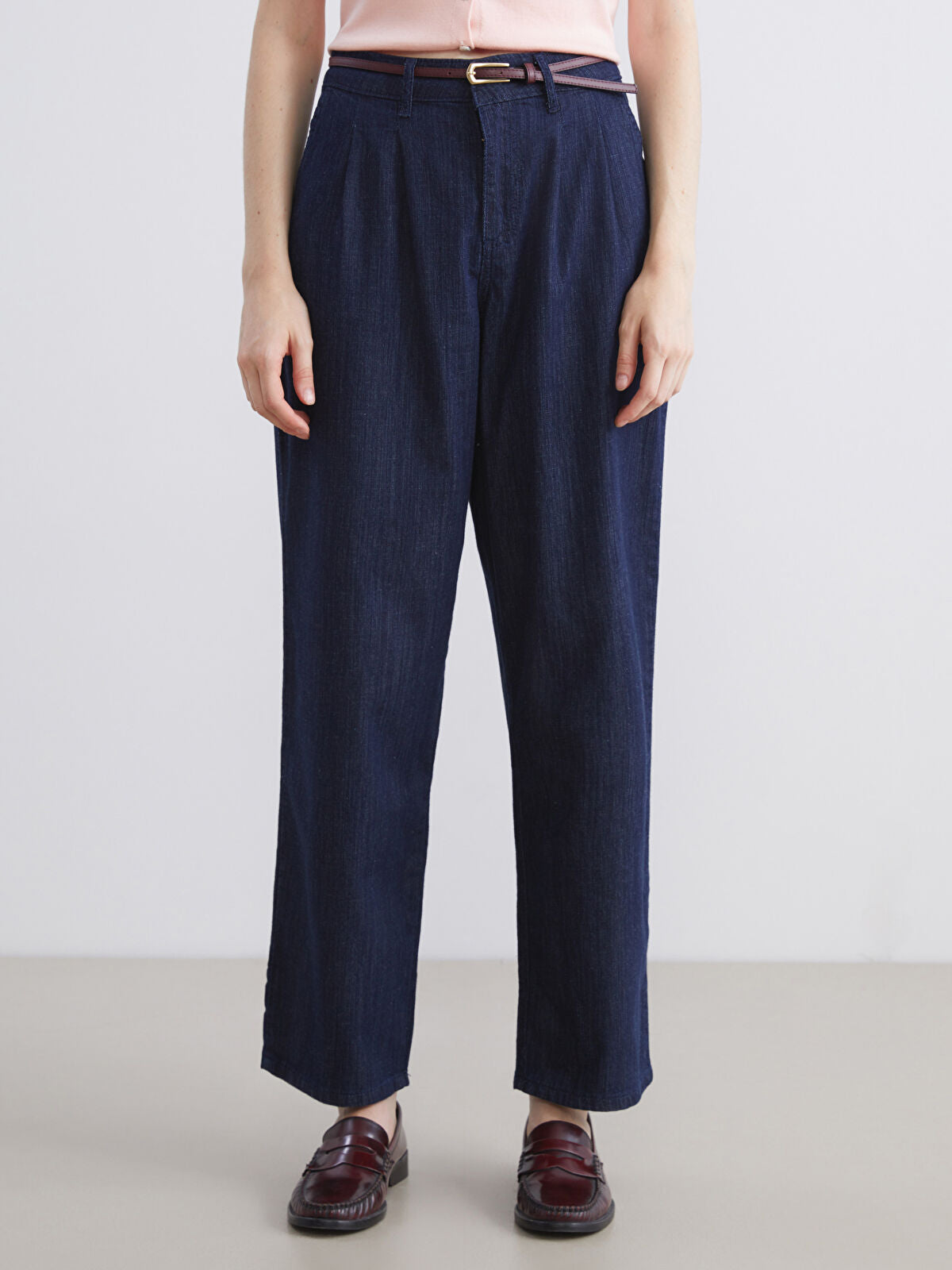 Women’s Belted Wide Leg Jean Pants