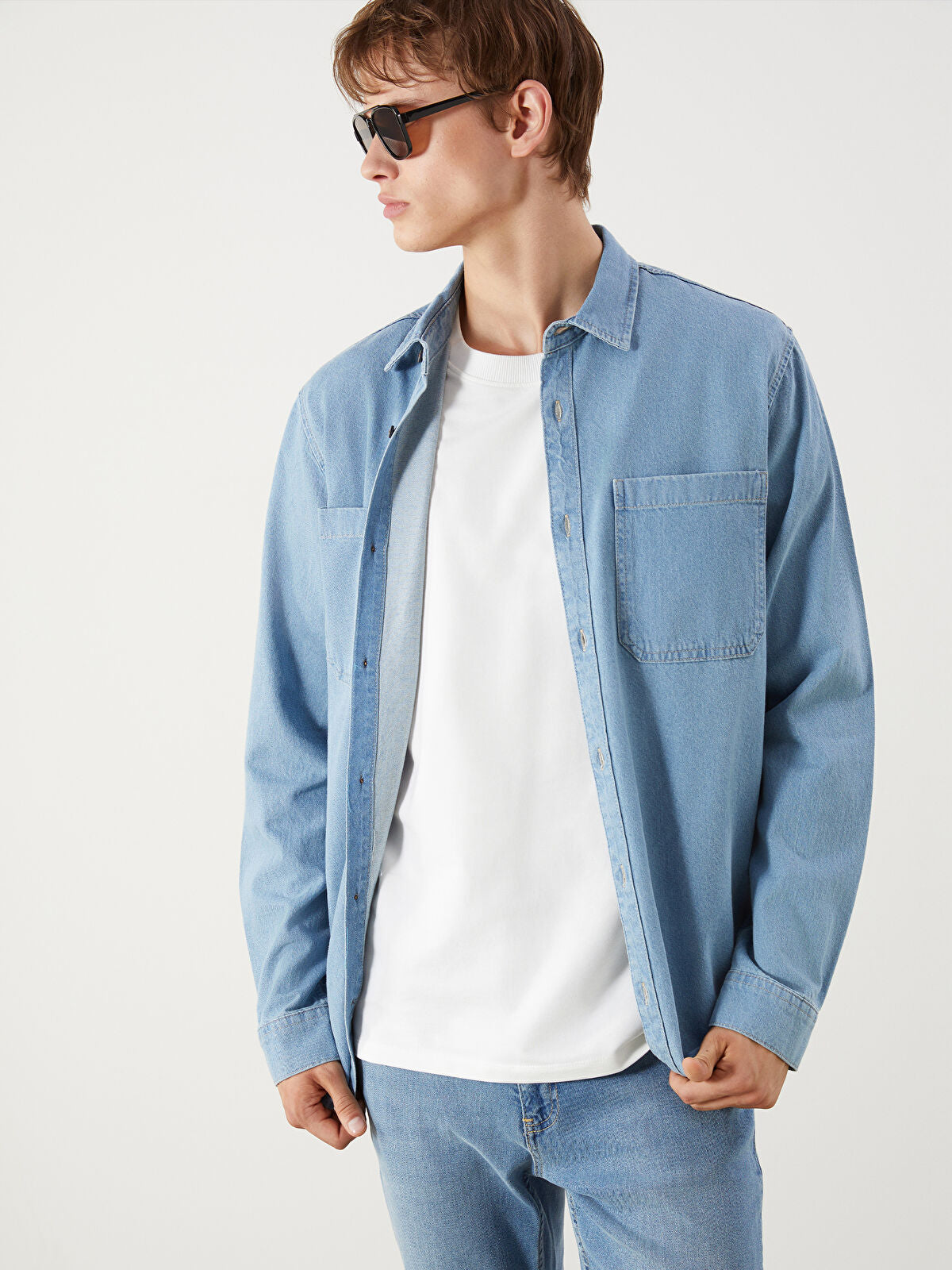 Regular Fit Long Sleeve Men's Jeans T-shirt