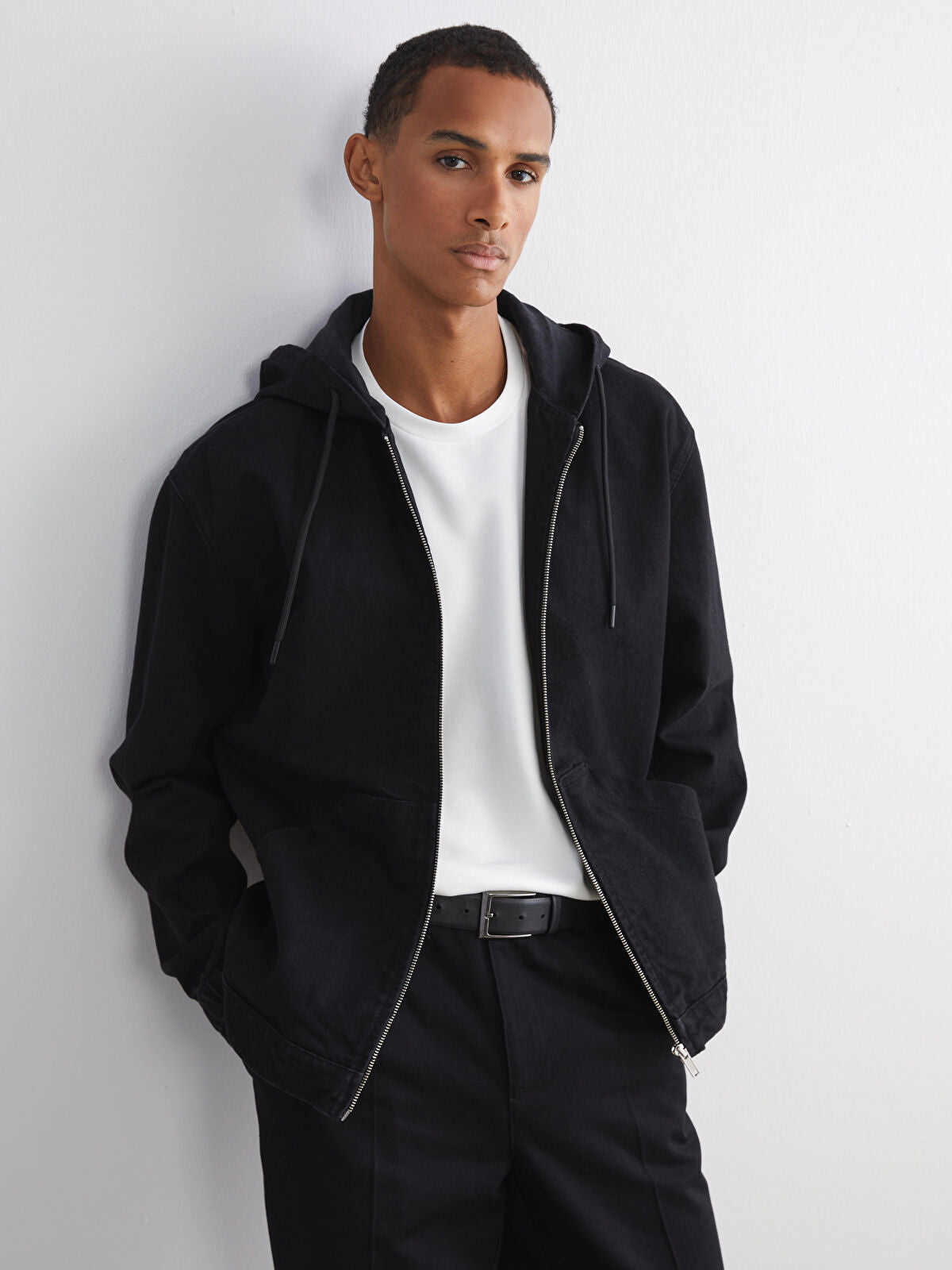 Comfort Fit Hooded Men's Jean Jacket