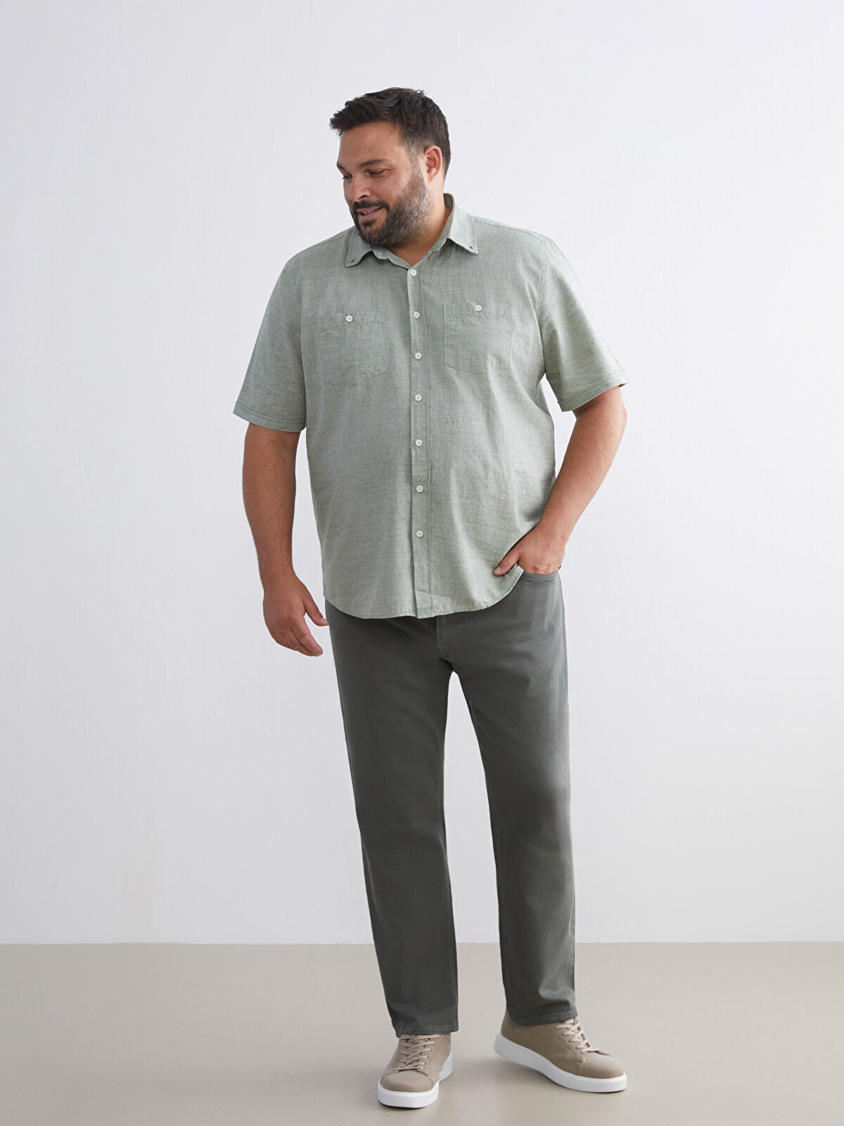 Large Size 779 Regular Fit Men's Green Jeans Pants