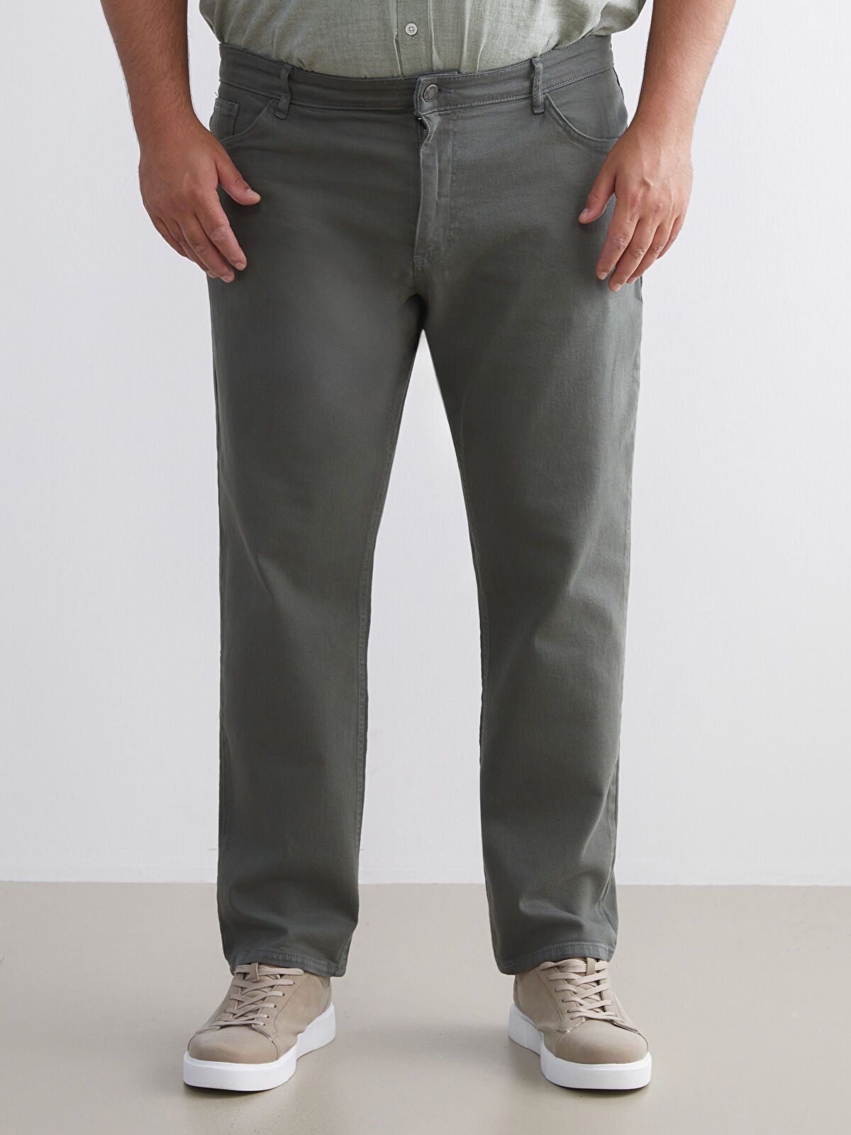 Large Size 779 Regular Fit Men's Green Jeans Pants