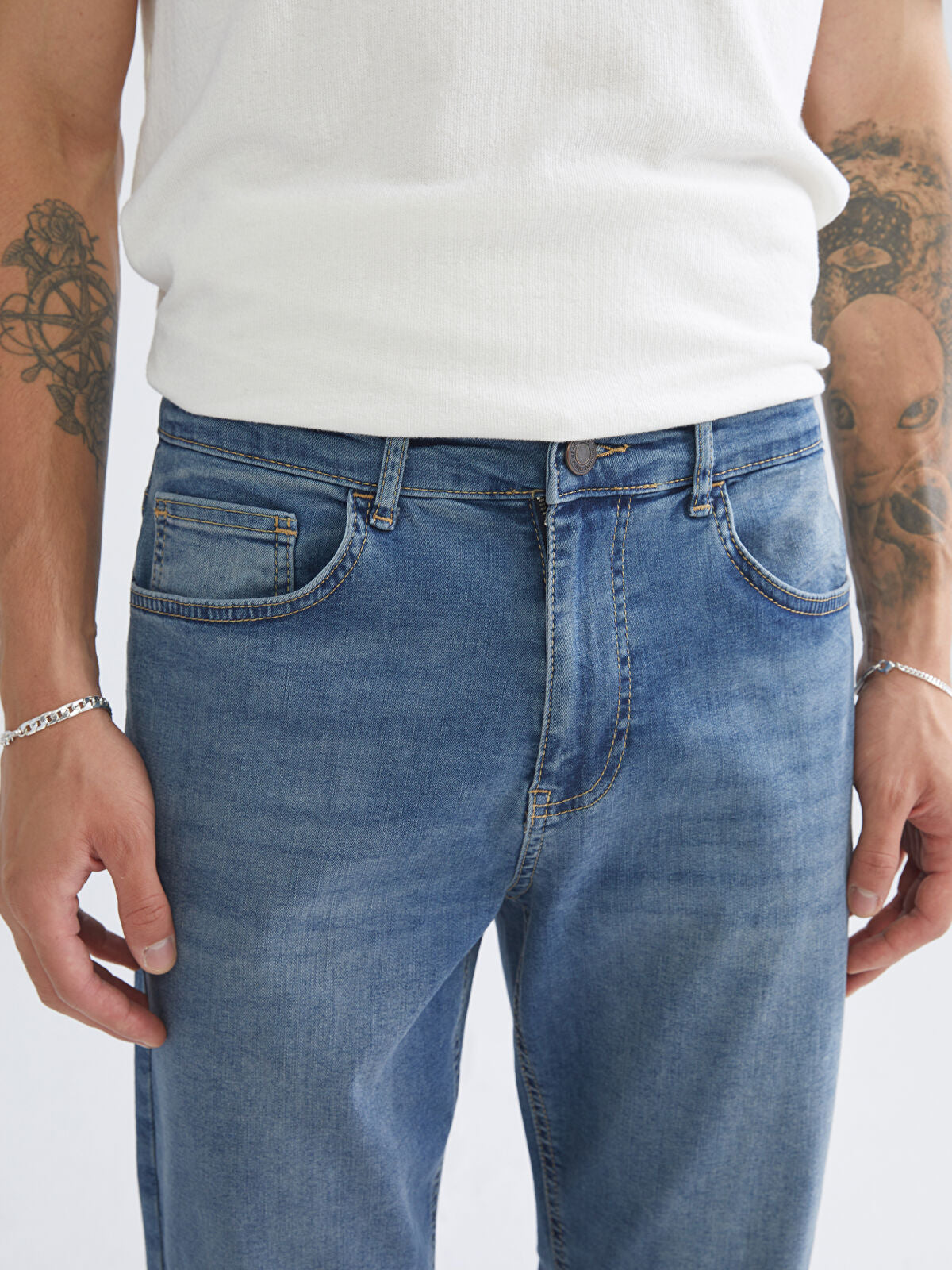 730 Mandarin Collar Men's Jeans Pants