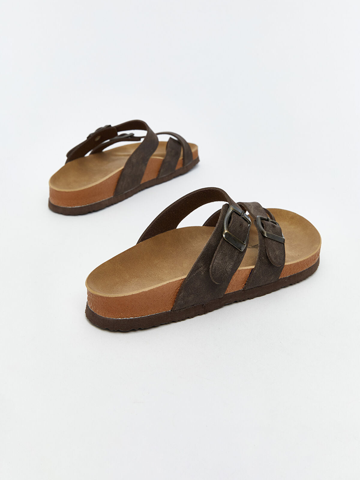 Leather-Look Double Strap Women's Sandal