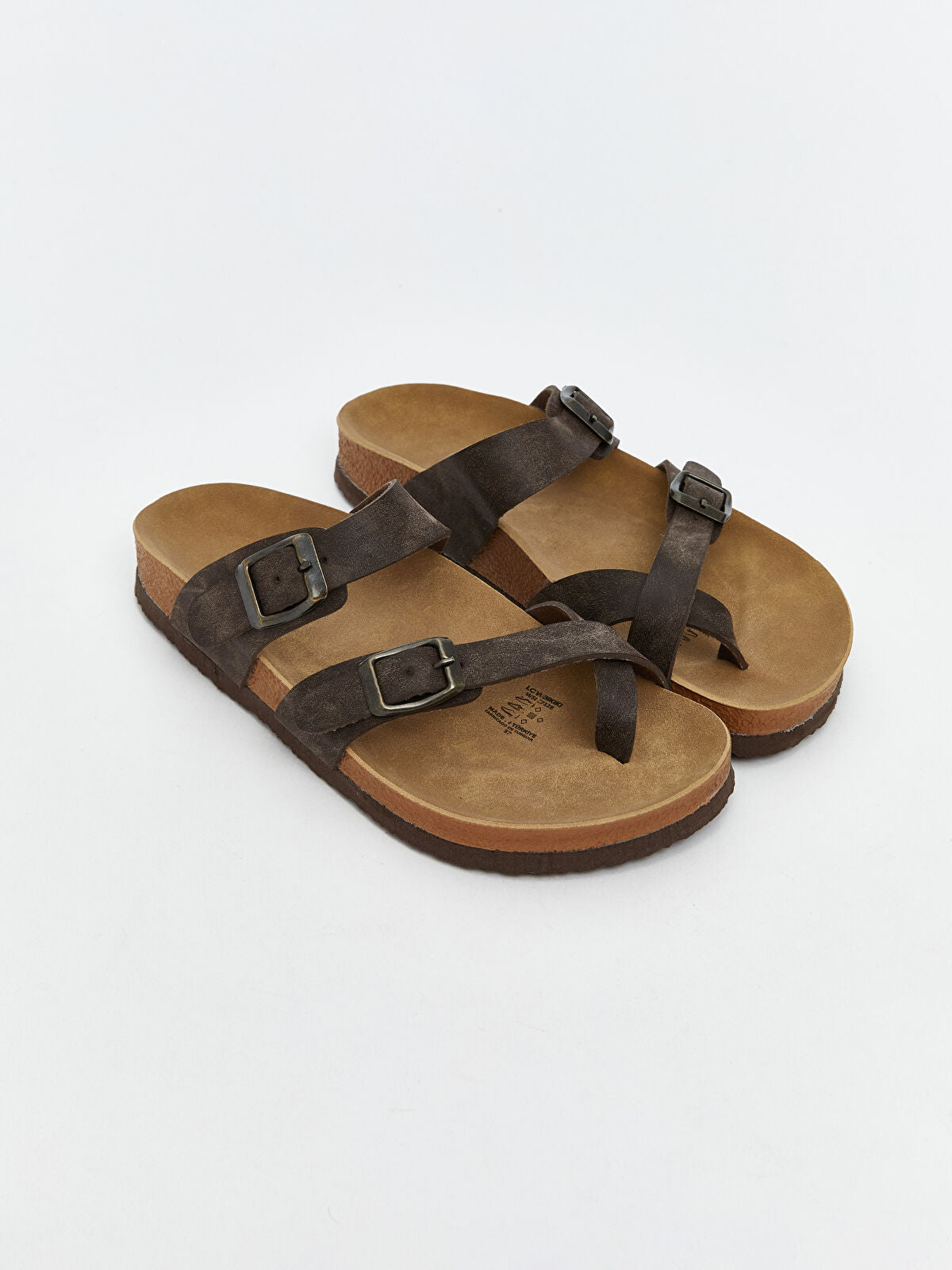 Leather-Look Double Strap Women's Sandal