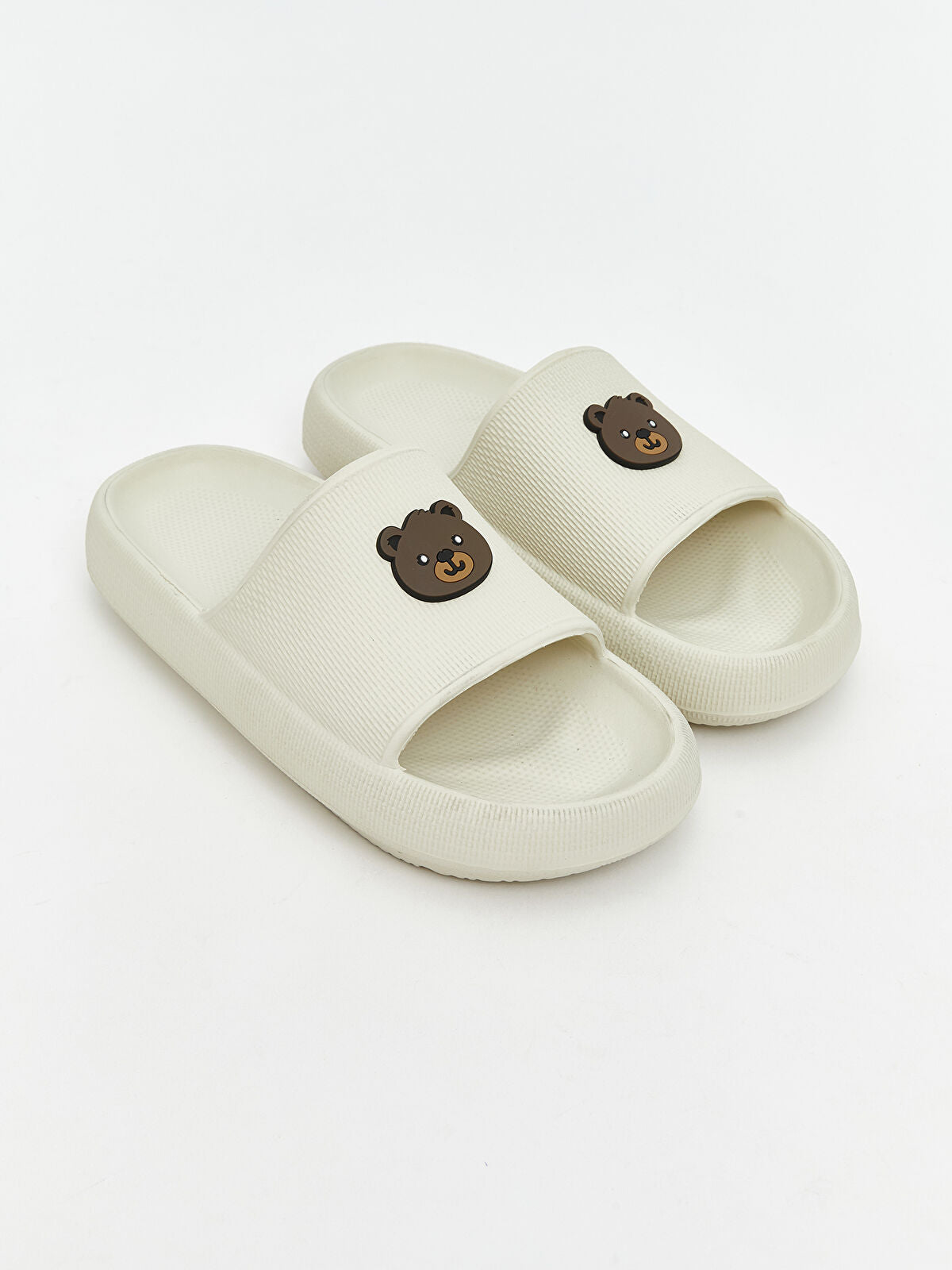 Teddy Bear Print Women's Slippers with Step design