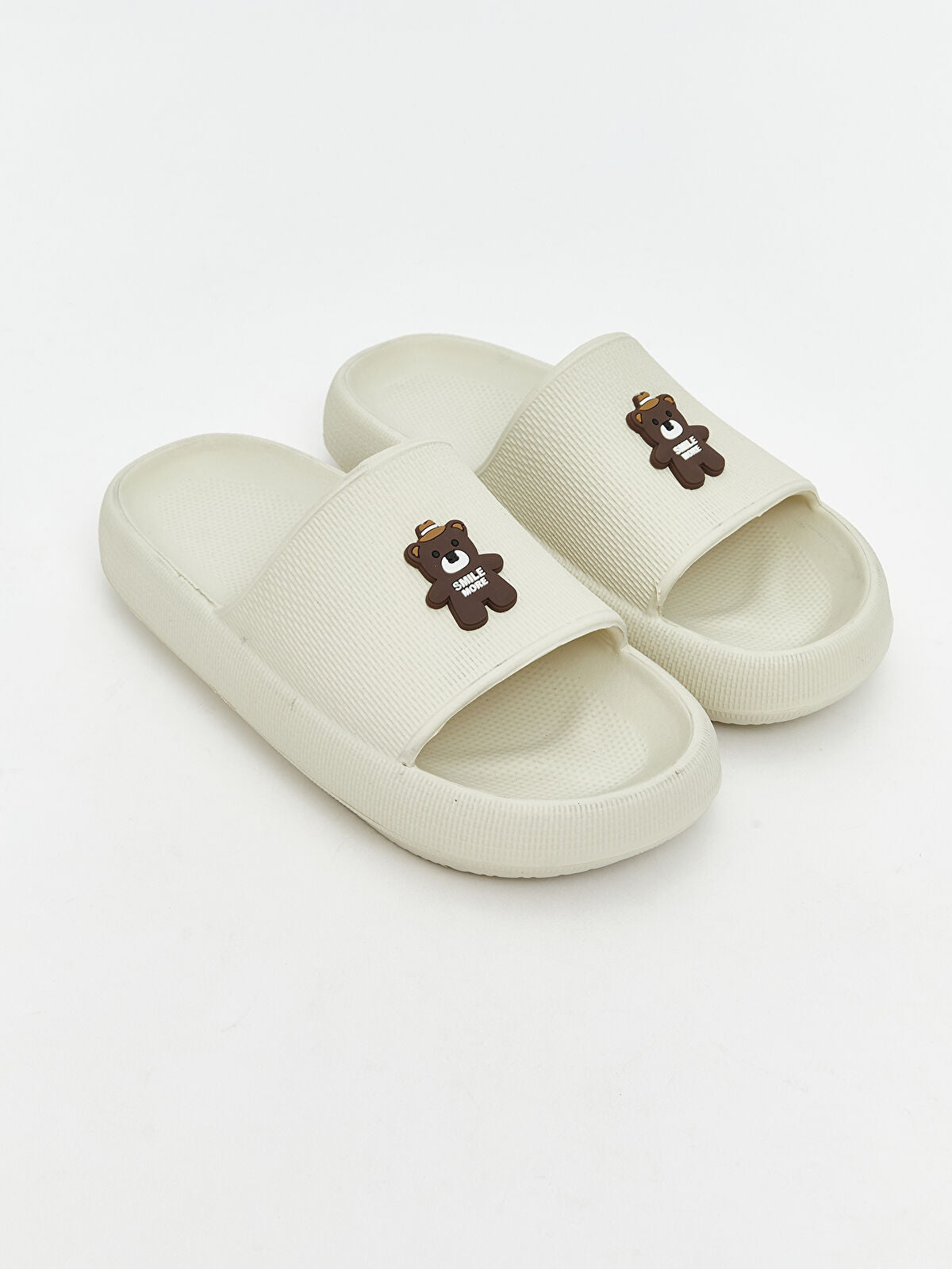 Teddy Bear Print Women's Slippers with Step design